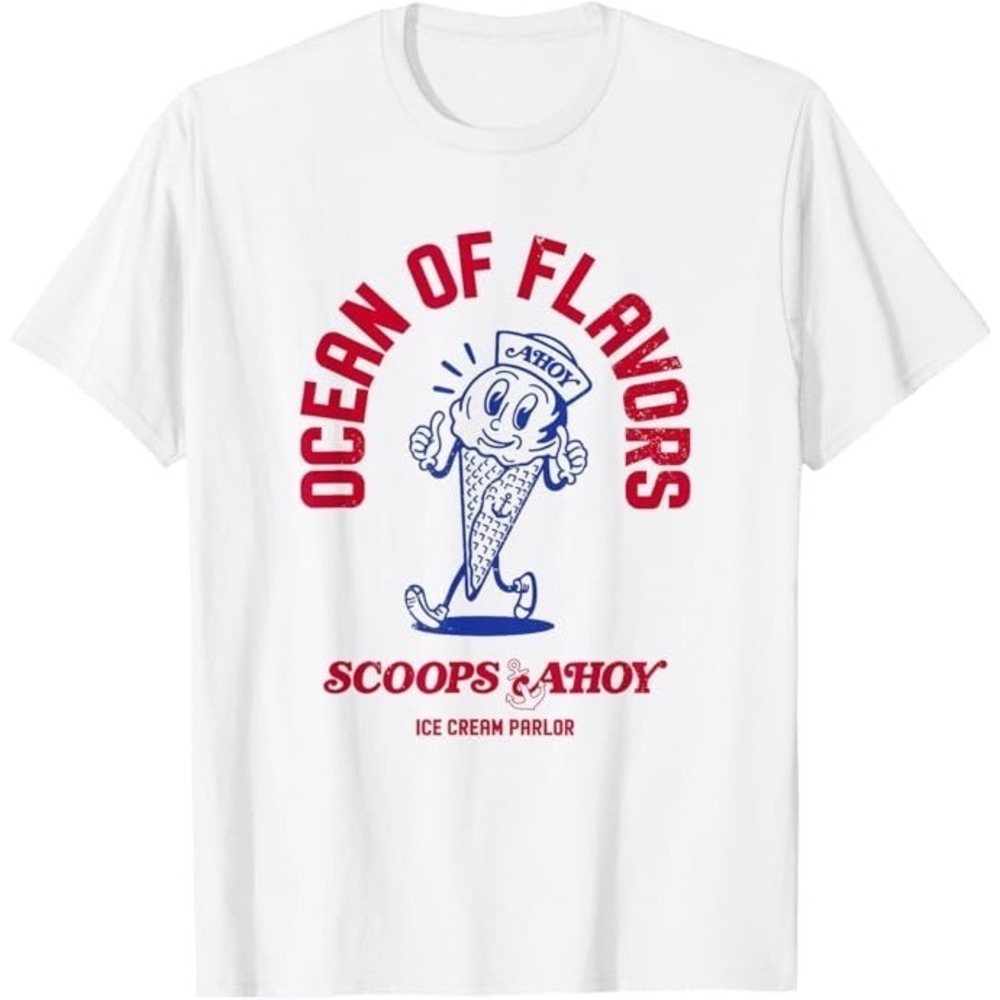 Stranger Things Scoops Ahoy Ocean Of Flavors Snow T-Shirt
